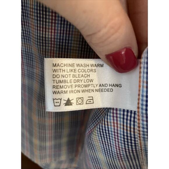 Orvis Shirt Mens Medium Blue Plaid Short Sleeve Button Down Casual Camp Outdoors - Picture 8 of 10